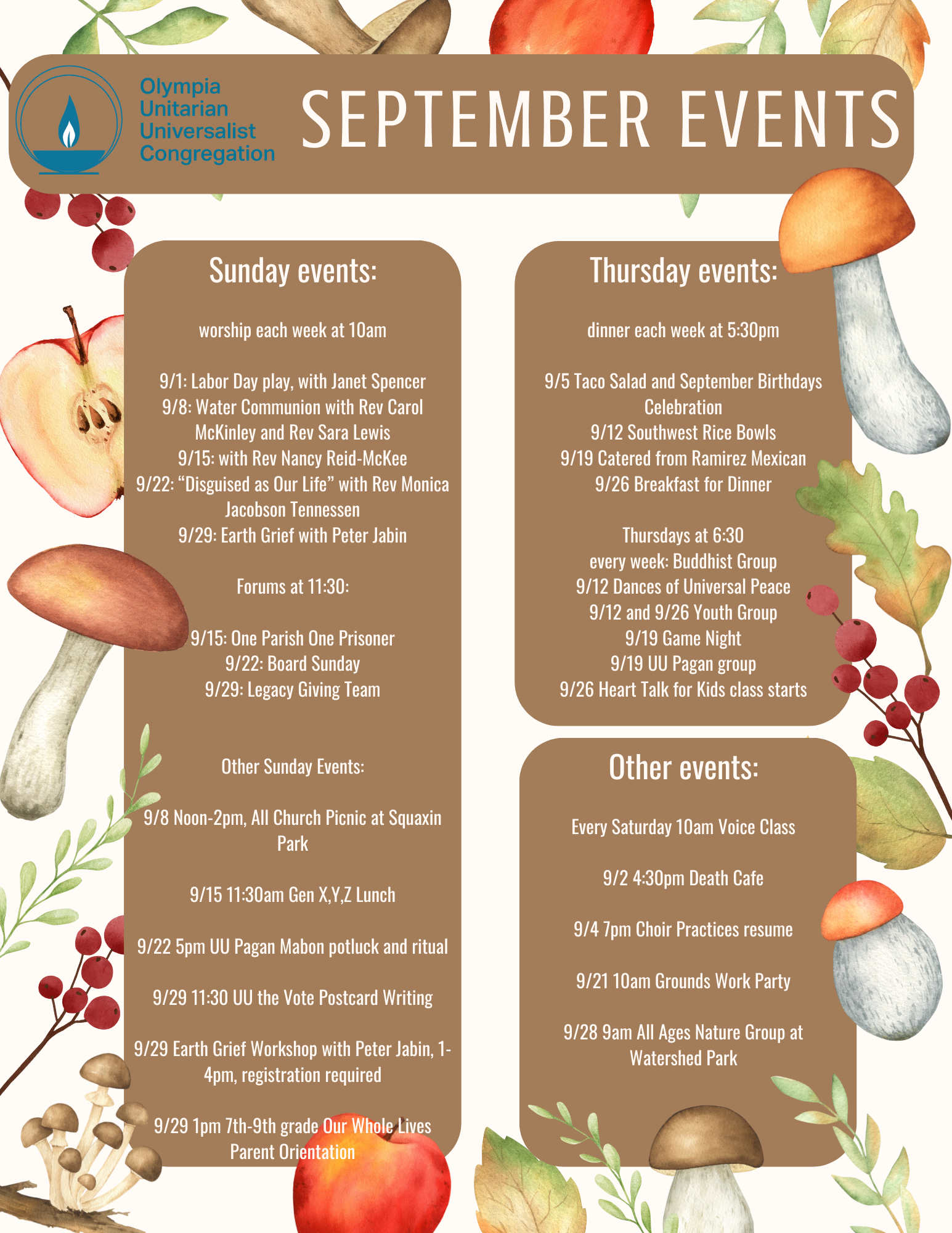 preview of September events flyer - click for the printable PDF